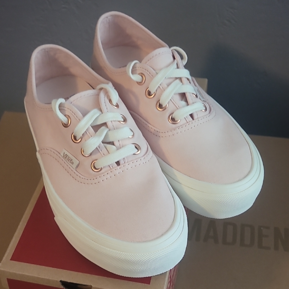 Vans Light Pink Canvas Shoes with White Accents